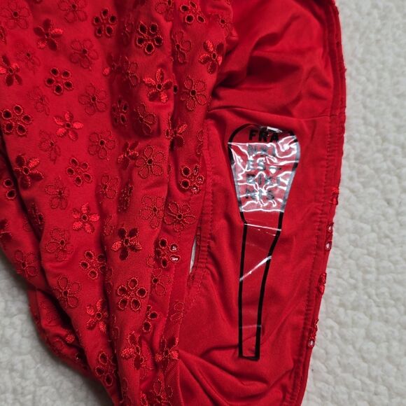 1308 NWT PINK by Frankies Bikinis Nova Eyelet One-Piece Swimsuit Sz XL - Picture 7 of 7